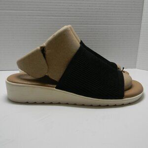 Kensie Black and Tan Slide Sandals Size 8M "Ellie"